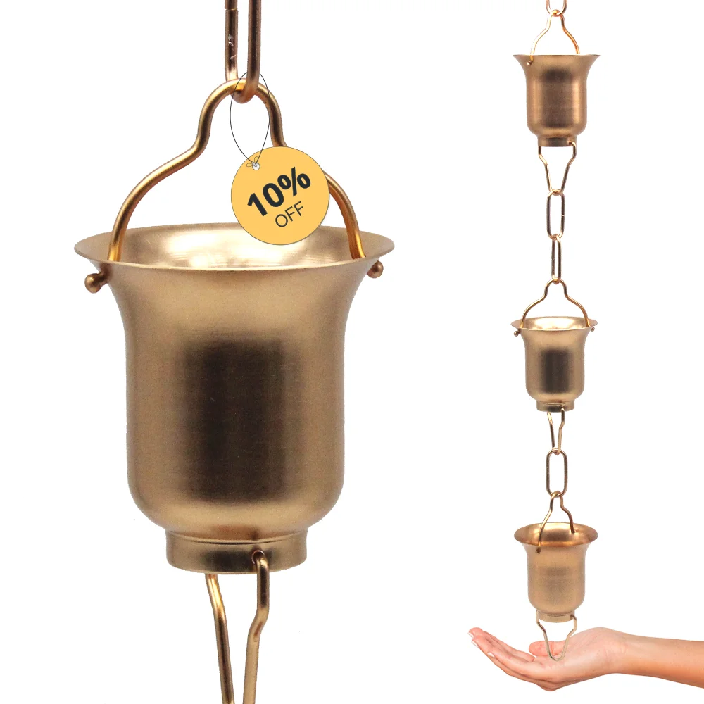

Wholesale of New Features Elegant Handmade Copper Aluminum Rain Chain Outdoor Garden Decor With Huge Discount