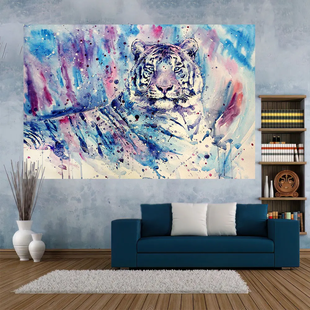 

QdDeco Animals Watercolor Painting Tapestries Aesthetic Art Background Cloth Wall Hanging Rugs Beach Mat Living Room Decor