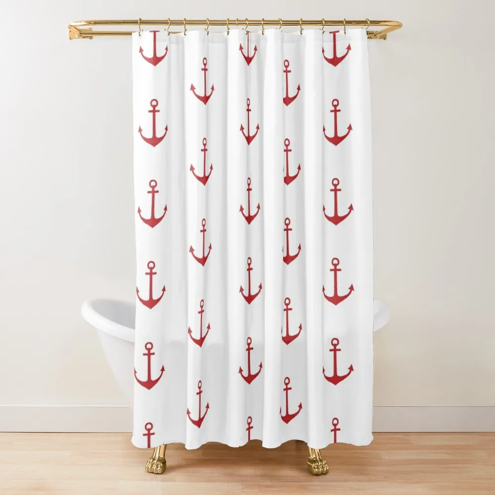 

Anchor (red) Shower Curtain Elegant Bathroom Accessories For Shower And Services For Shower Waterproof Fabric Curtain