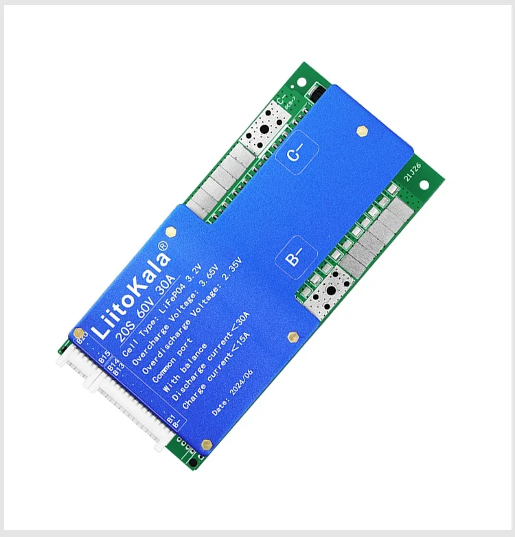 LIitoKala 20S-60V30A-BMS LiF4PO4 Battery Protection Board BMS with balance 64V Lithium Iron Phosphate 18650 LiFePO4