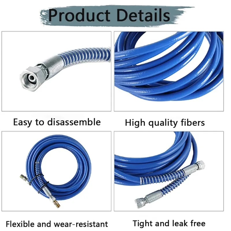 Blue  Airless Paint Spray Hose, 0.5-40M, Universal High Pressure Fiber Pipe, Flexible Fiber Hose, Spray Hose for Spray Gun