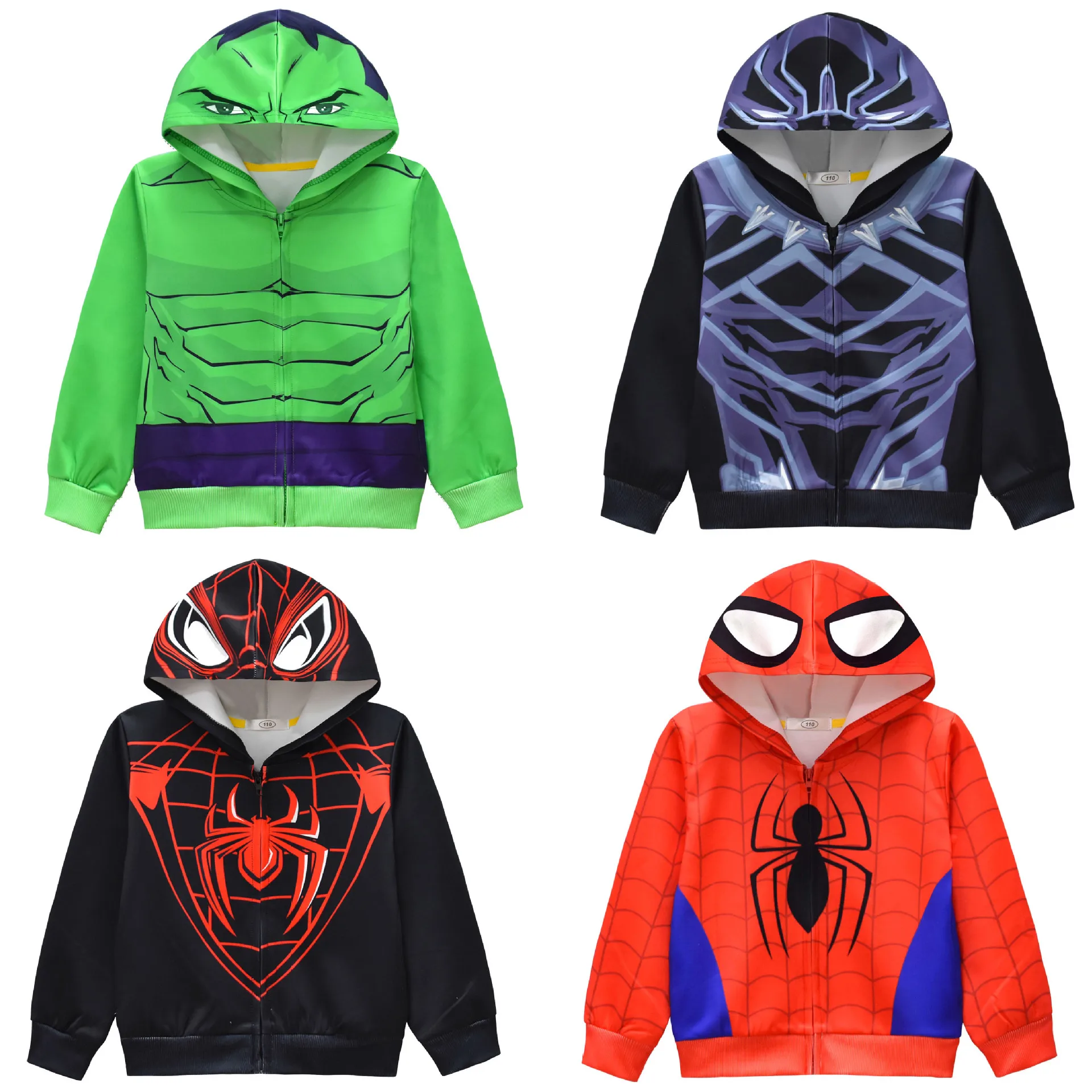 

Superhero Spider Cartoon Print Cosplay Costume Long Sleeves Halloween Boys Zipper Hooded Jacket Sweatshirt Hoodies Clothes