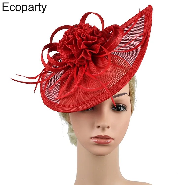 

Imitation Hemp Flower Bridal Cheongsam Fashion Catwalk Net Gauze Celebrity Evening Dress Small Hat For Female Hair Accessories