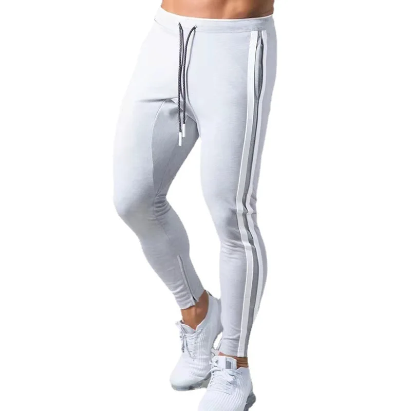 New Joggers Men Striped Sweatpants Casual Long Pants Men Fitness Running Workout Track Trousers K83T