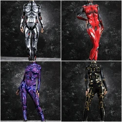 Adult Women Steampunk Armor Printed Zentai Bodysuit Long Sleeve Cyberpunk  Jumpsuit Halloween Party Cosplay Costumes