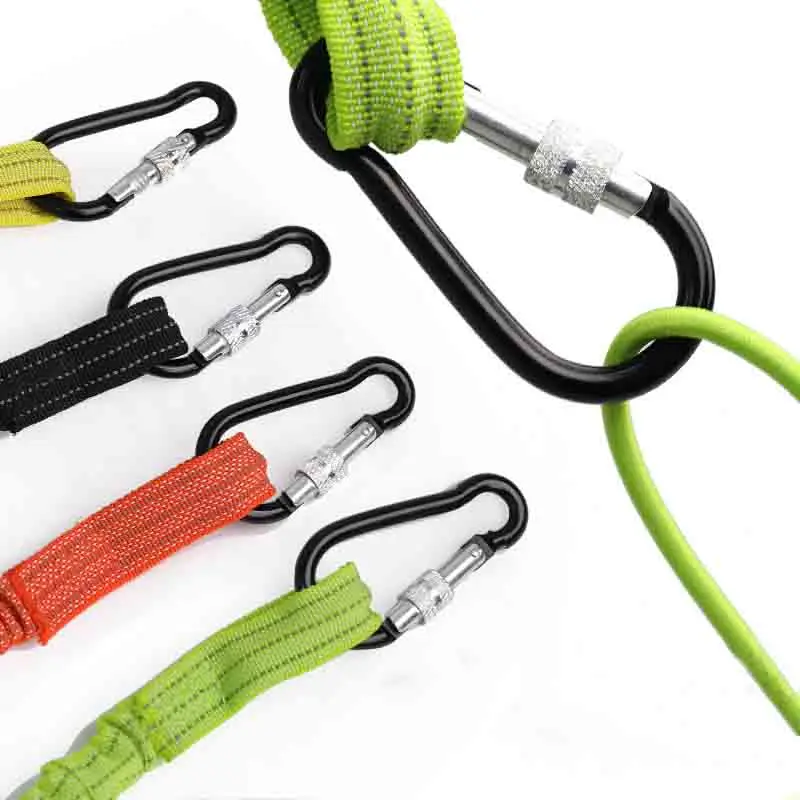 Safety Bungee Tether Tool Lanyard With Carabiner Hook Climbing Working Anti-Falling Safety Rope Aerial Work Climbing Accessories