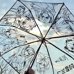 Kawaii Hatsune Miku Cartoon Printing Transparent Umbrella Anime Automatic Umbrella Thick Hand-painted Windproof Cute Umbrella