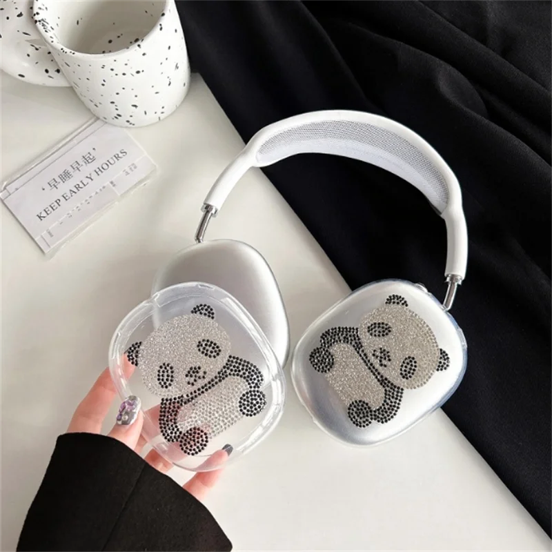 

DIY handmade diamond Cartoon Cute panda Protective Cover For Airpods Max Earphone Case Clear Soft Silicon For Apple Airpods Max