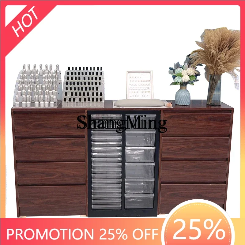 

ZYY домашний высококачественный шкаф для хранения лаков для ногтей, напольные шкафы из цельного дерева, ретро шкаф для дизайна ногтей, дисплей из орехового дерева