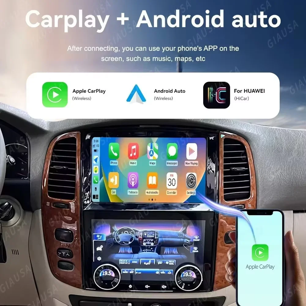 20.2 inch Touch Screen Android Car Radio For Toyota Land Cruiser 100 LC100 1998- 2007 CarPlay Bluetooth Player Stereo Unit 2 din