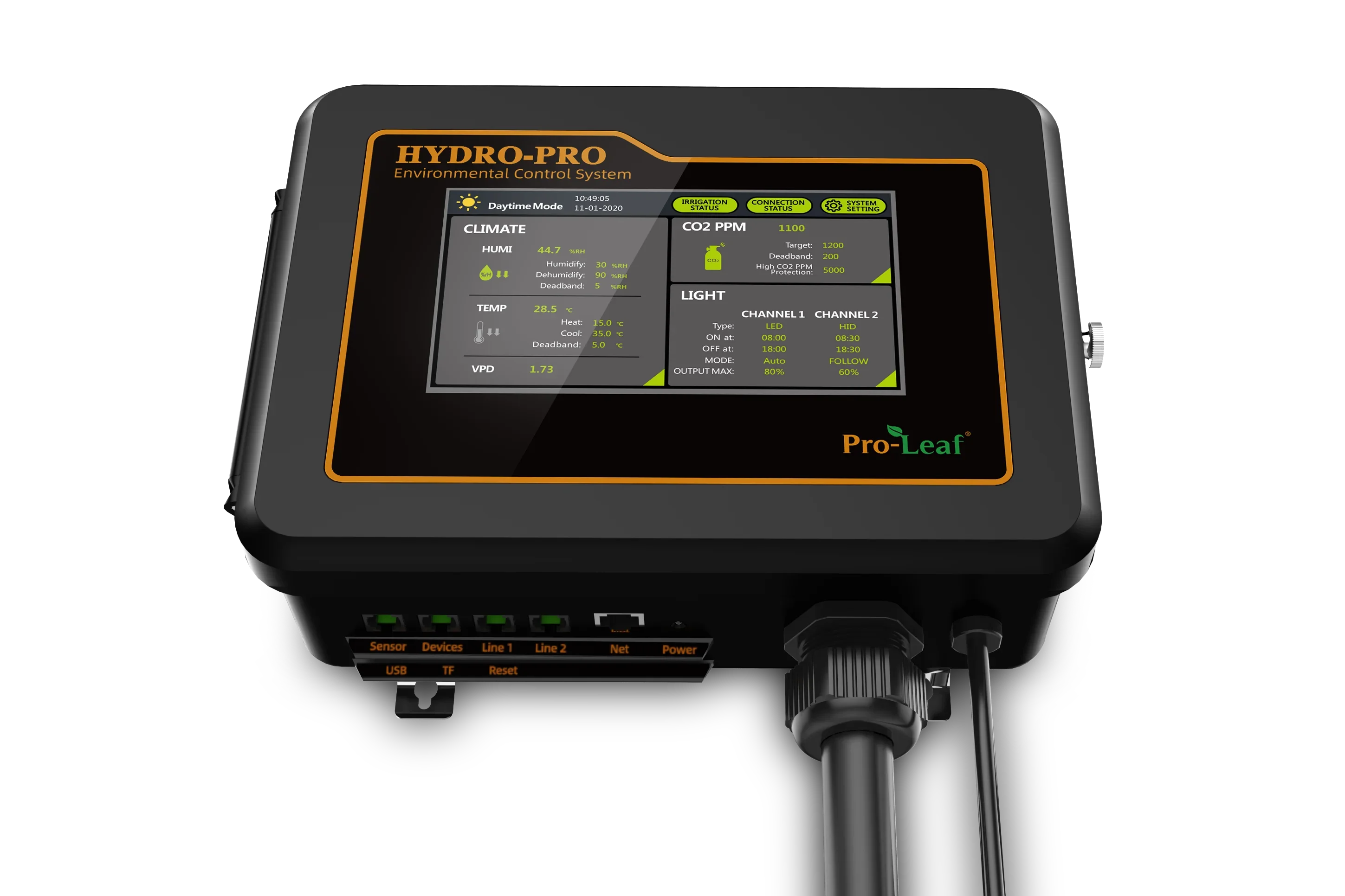 Pro-Leaf greenhouse Climate controller Hydro-Pro Environment Monitoring CO2 Temp Hum light for  vertical farm hydroponics system