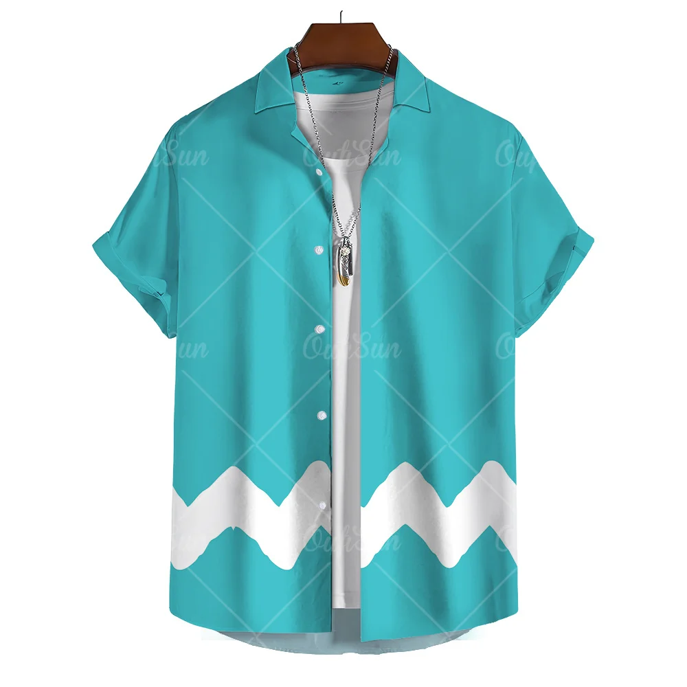 

Мужская модная желтая рубашка оверсайз с гавайским принтом, повседневная летняя блузка с 3D-принтом и коротким рукавом