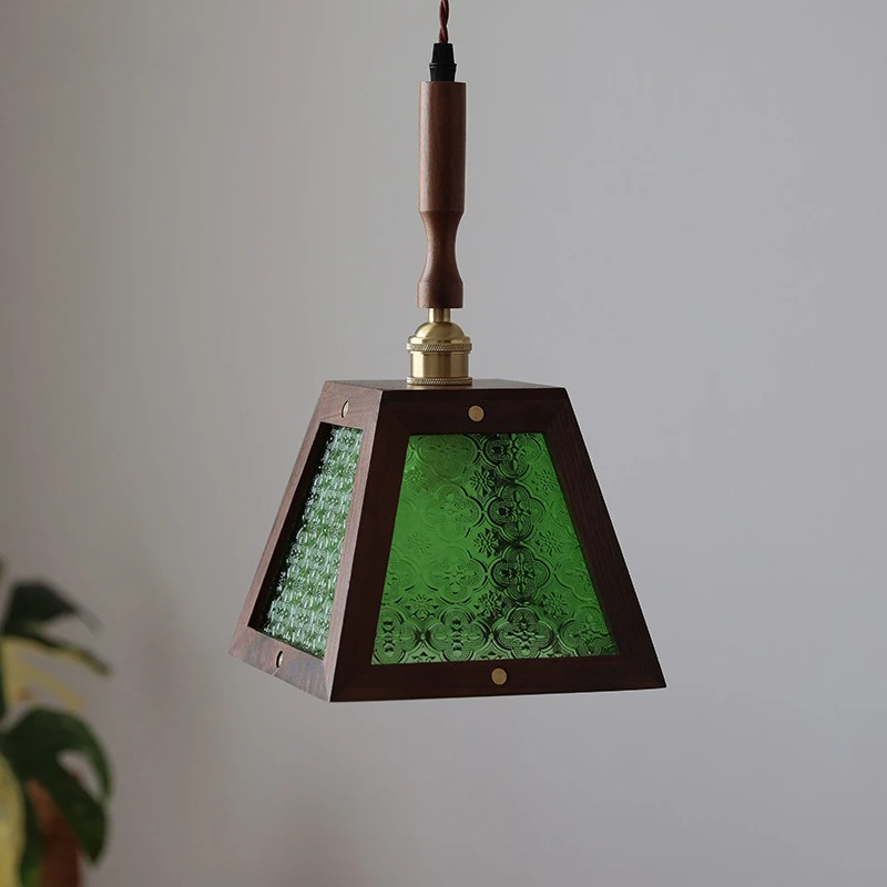 European Vintage Wooden Glass Pendant Lights Retro Bar Counter Restaurant Bedsides Homestay Interior Elegant Ceiling Chandeliers