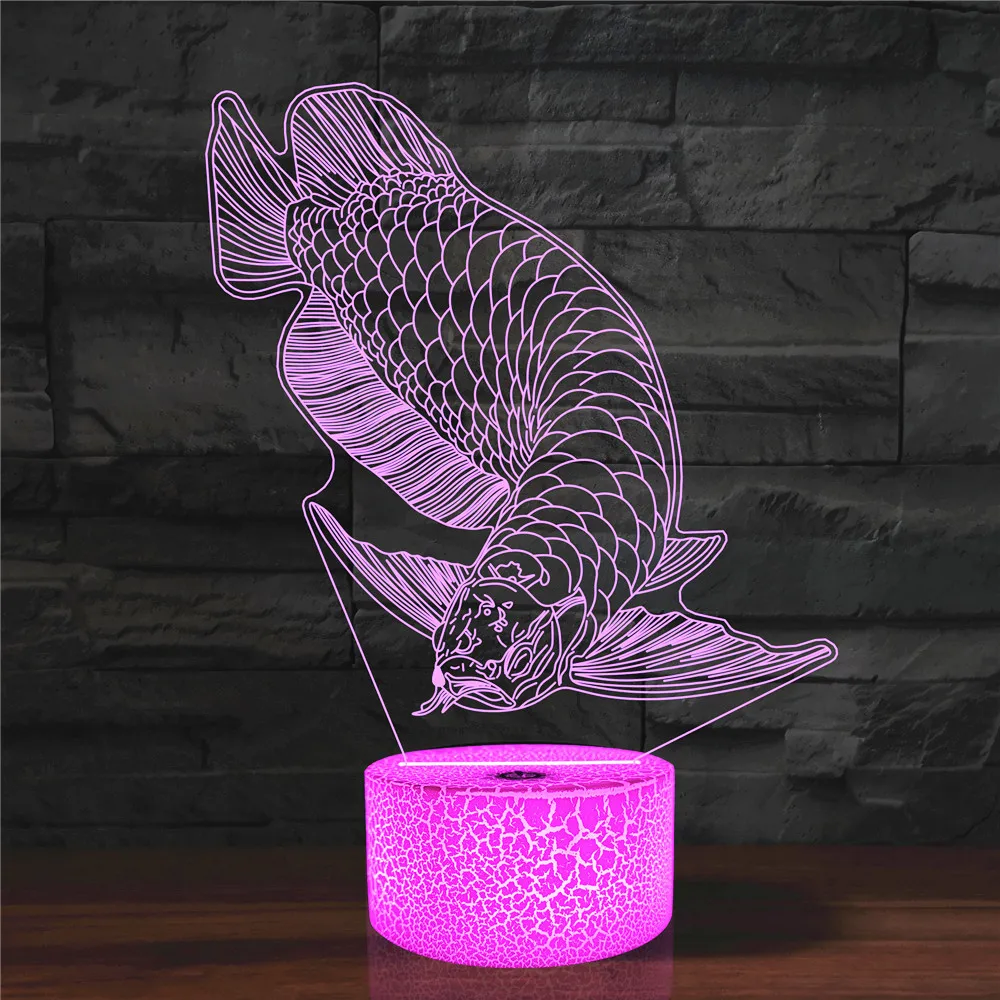 Nighdn 3D Acrylic Led Night Light Moon Fish Figure Nightlight for Kid Child Bedroom Sleep Lights Gift for Home Decor Table Lamps