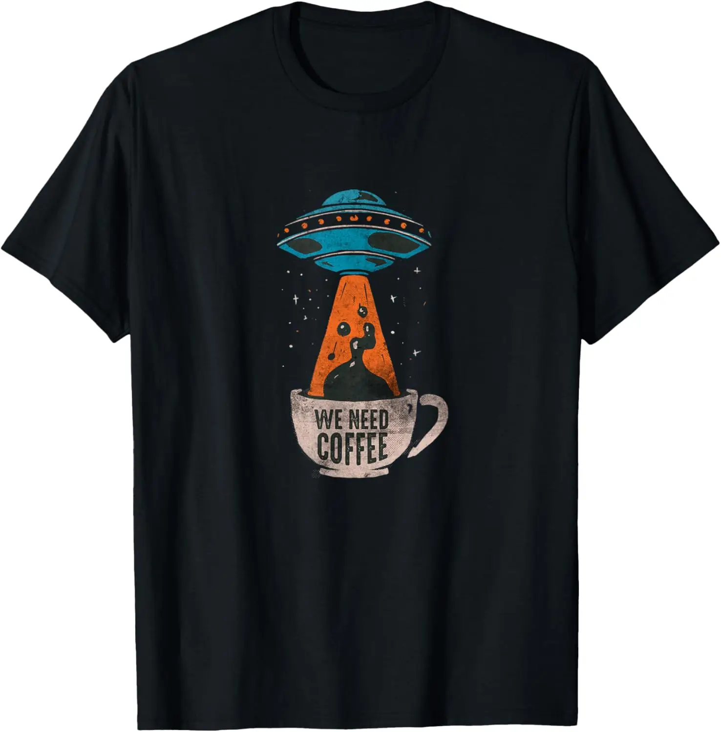 UFO Shirt Vintage Style for Coffee & Alien Lovers T-Shirt