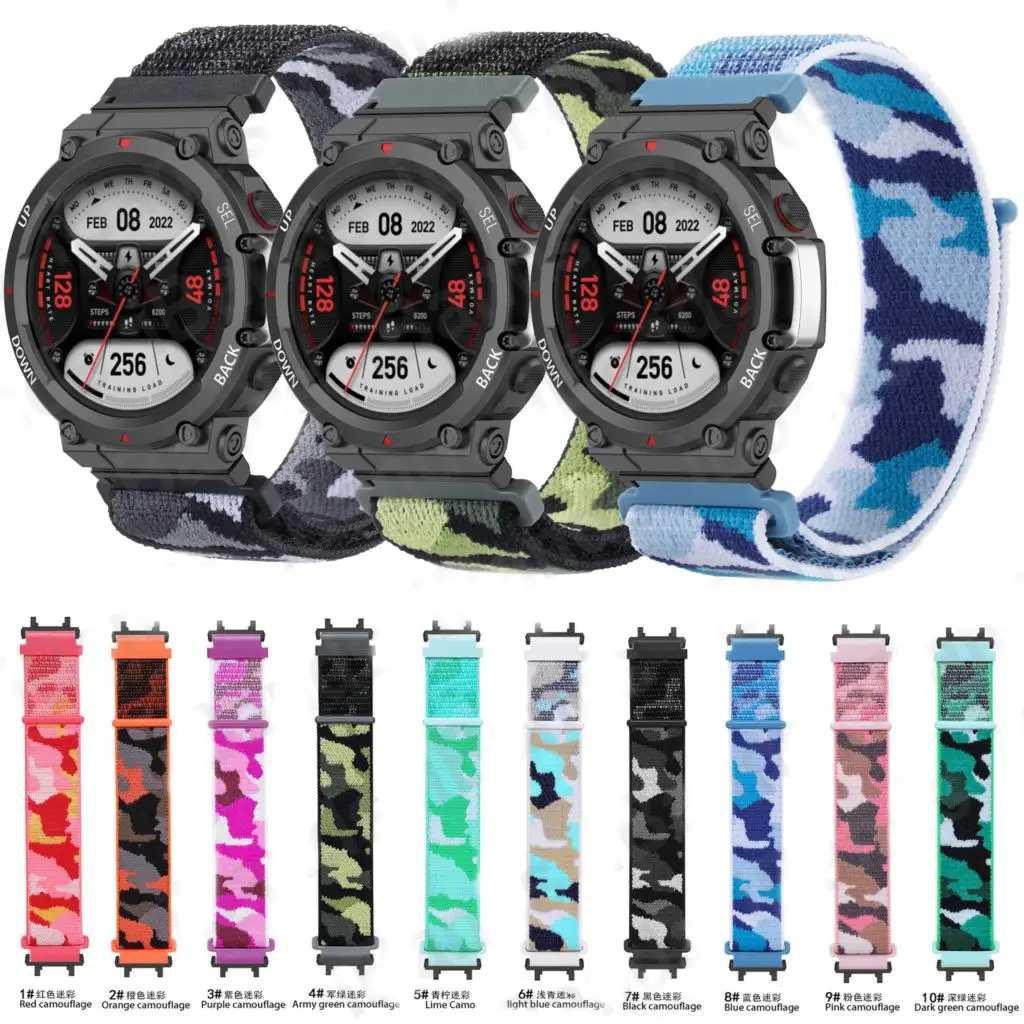 camouflage Nylon Loop Strap For Huami Amazfit T-REX 2 Smart Watchband Sports Bracelet For Xiaomi Amazfit T-Rex/T Rex Pro 2 Strap