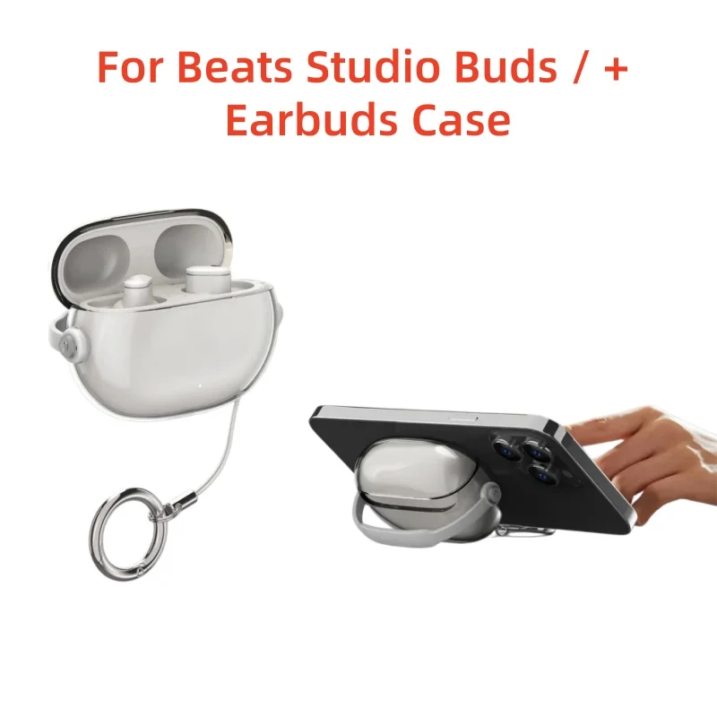 

For Beats Studio Buds / Plus Earphones， Transparent Shockproof Protective Case Portable Cover With Keychain Decor