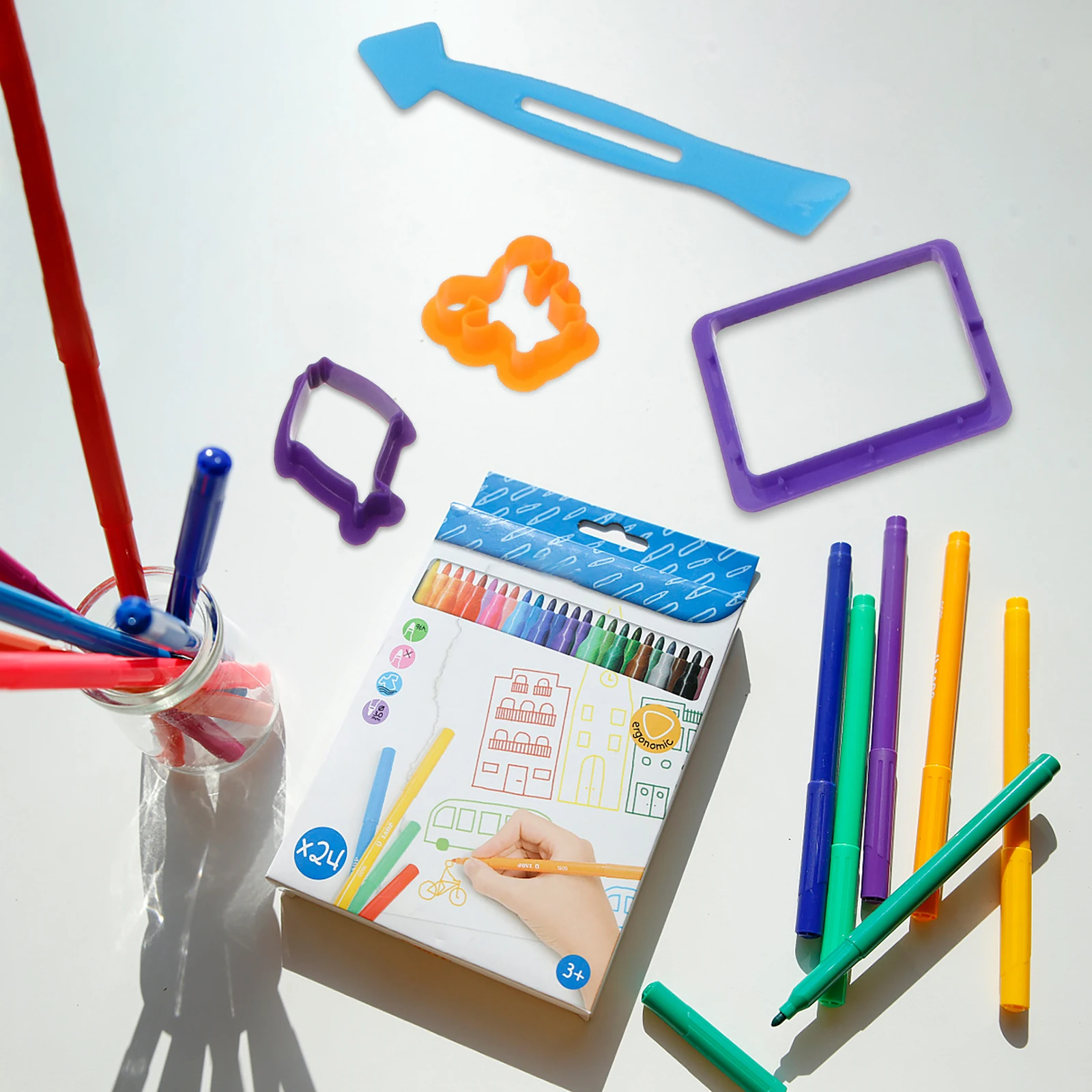 

32 Pcs Clay Colorful Mud Hand Tools Triangular Circular Plasticine Moldss Toddler Toys