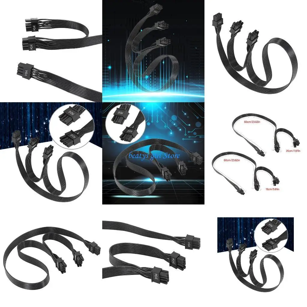 

C7AB Эффективный PCIE 8PIN до двух графических карт 6+2PIN SPLITER Power Cable