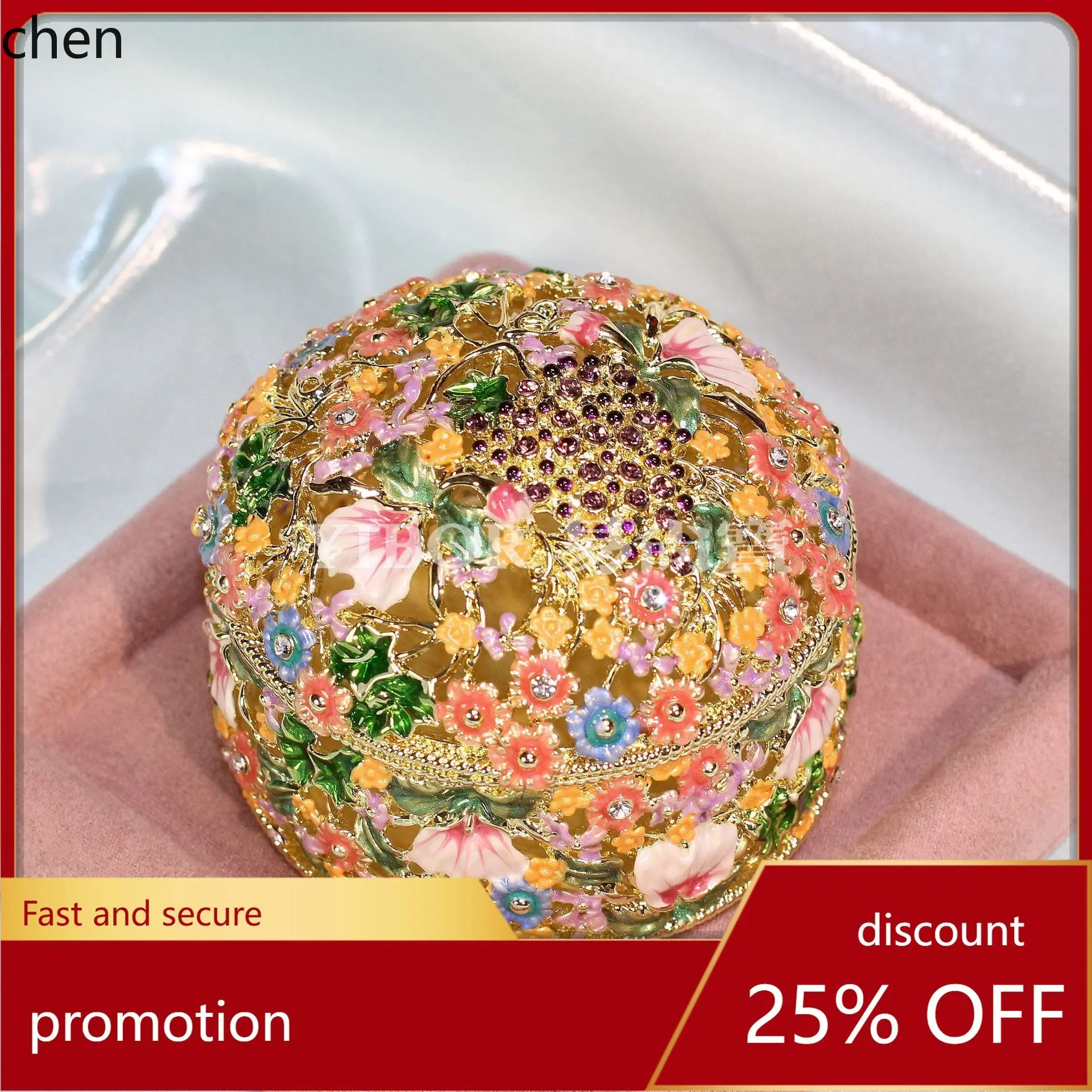 H1 Metal Enamel Jewelry Box, Vintage Grape Flower Box, Qibao Shao Handicrafts, Jewelry and Bracelet Storage Box