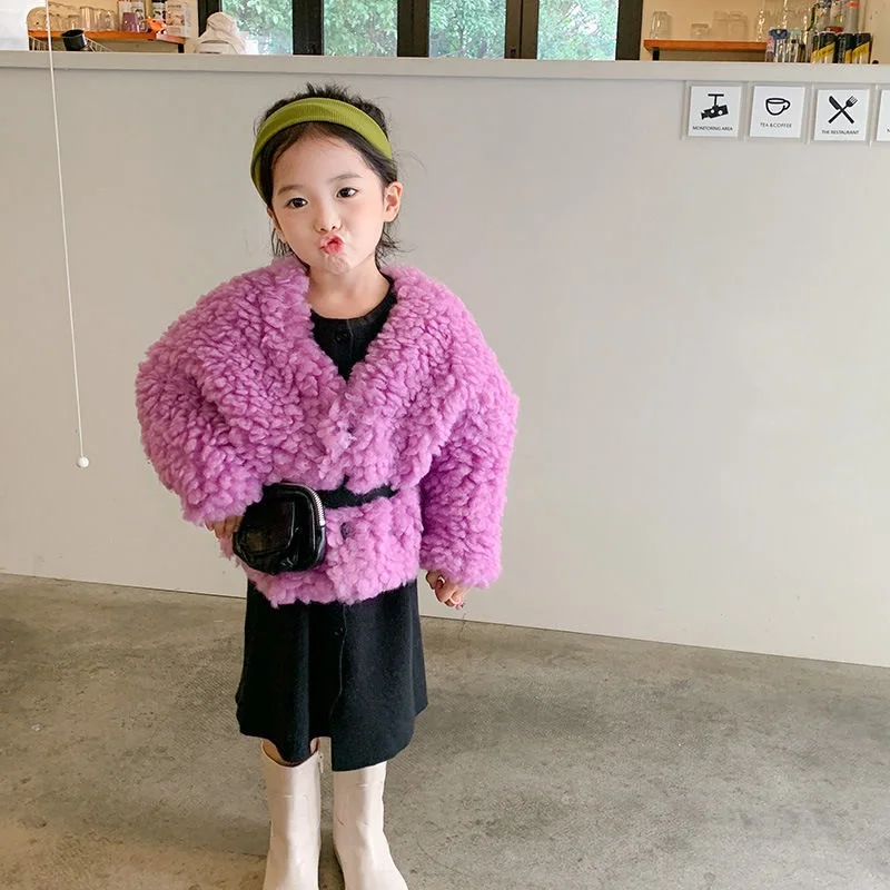 Fashion Baby Girl Boy Jacket Fluffy Fleece Thick Infant Toddler Child Warm Sheep Like Coat Kid Outwear Baby Clothes 1-7Y