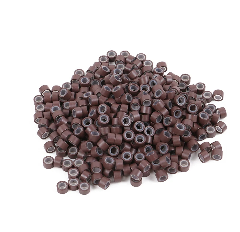 1000pcs 4.5mm Lined Silicone Aluminum Tubes Microlinks Loop Rings Hair Beads for Human Hair Extensions Braiding Tools