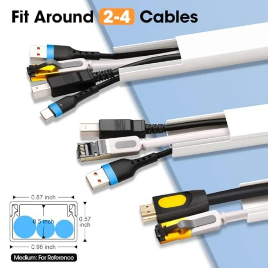 116in Cord Hider Kit, Cord Covers for Wires on Wall, Paintable Cable Raceway, Cord Hider for Wall Mount tv, tv Cable Hider Wall - view 2