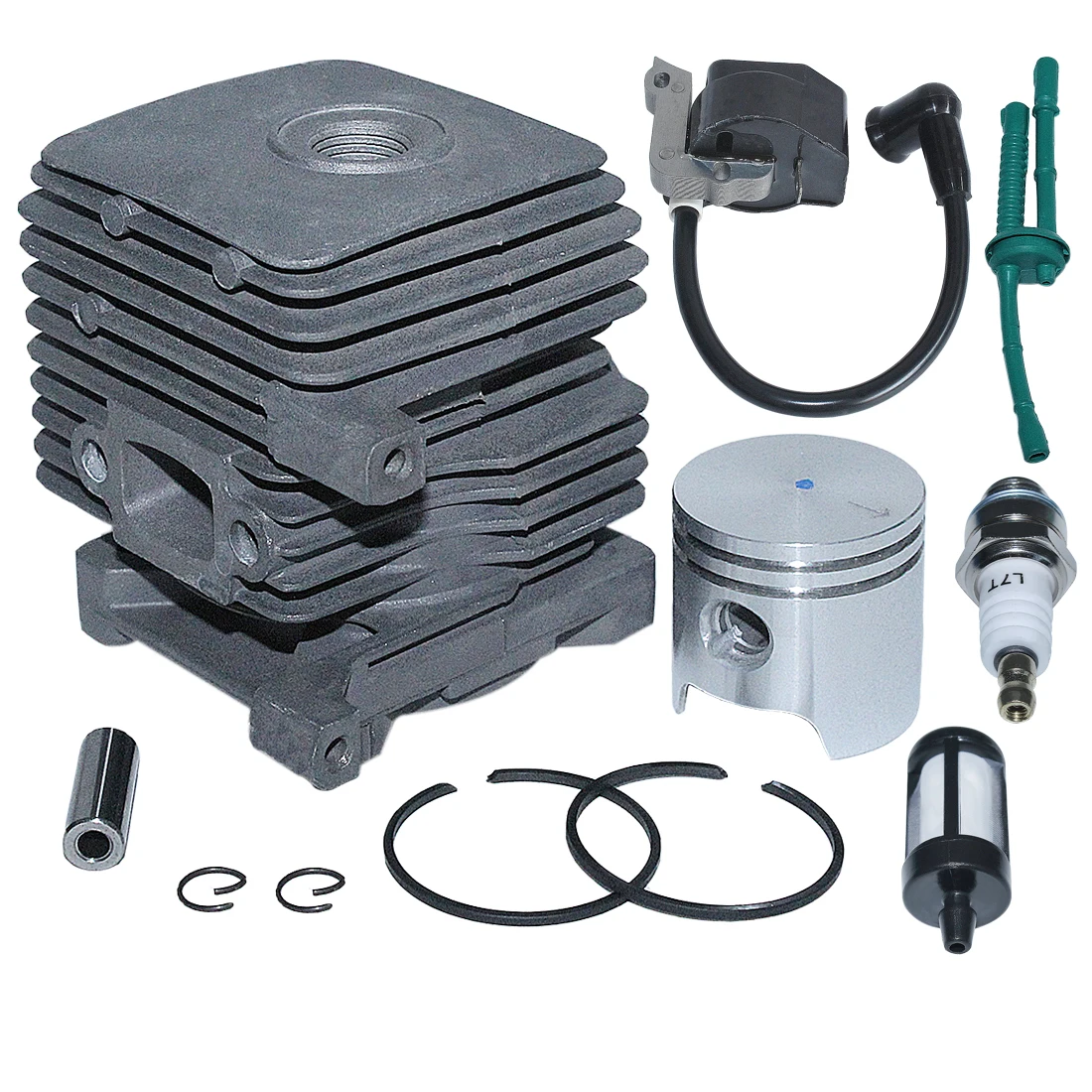 Bobina de ignição de pistão de cilindro de 34mm com kit de vela de ignição de linha de filtro de combustível para aparador Stihl FS55 FS45 FS38 4140 020 1202