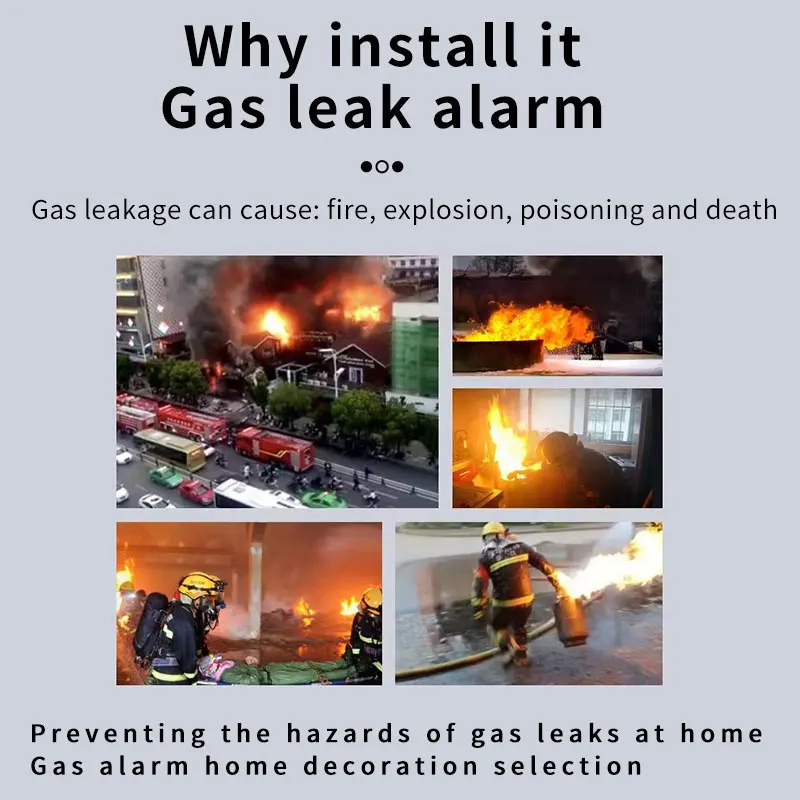 Independent Wall-Mounted Combustible Gas Detector, Gas Leakage Detection Device, Automatic Gas Cut-Off, Propane, Methane, Safety