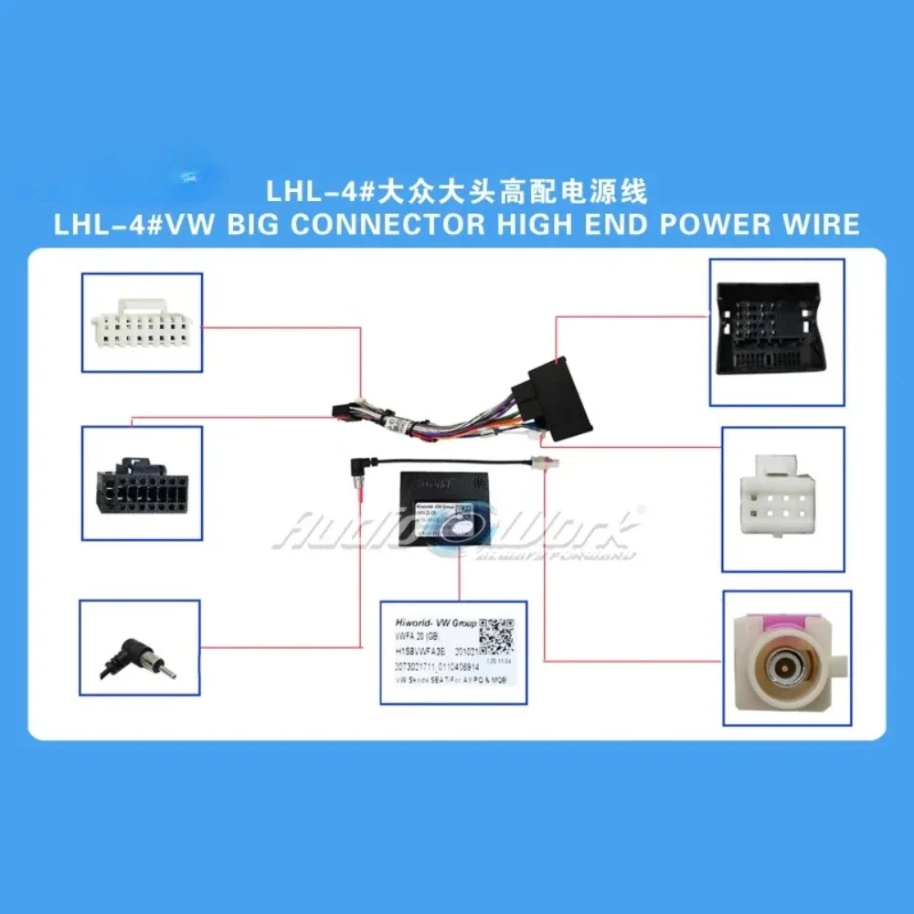 For VOLKSWAGEN BIG CONNECTOR HIGH END POWER WIRE Radio Cable 16pin Power Wiring Harness DVD GPS Android Multimedia Connector