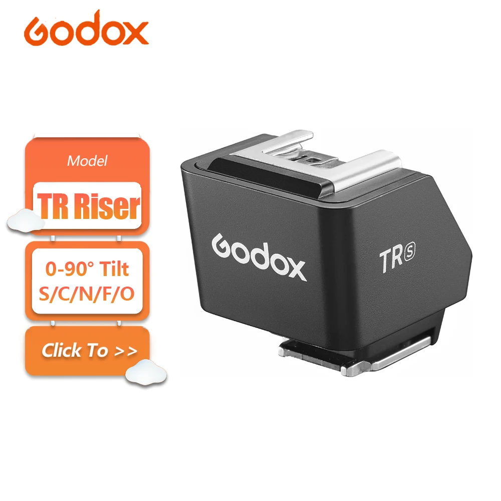 

Godox TR-S TR-C TR-F TR-N TR-O TTL Hot Shoe Riser for Sony Canon Fujifilm Nikon Olympus Camera Flash Riser with 0-90° Tilt Angle
