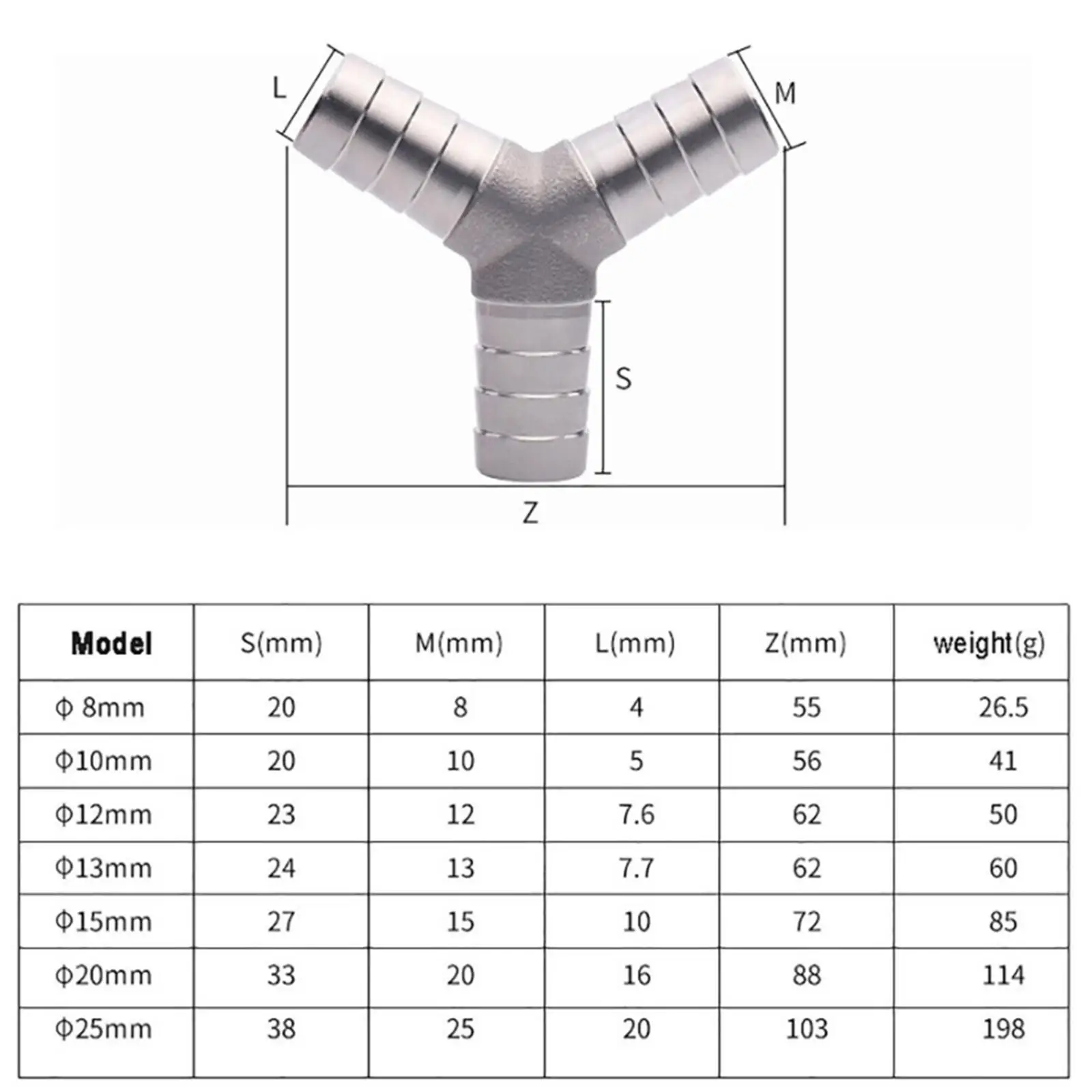 Y-shaped garden hose, 3-way union fitting, stainless steel garden watering,