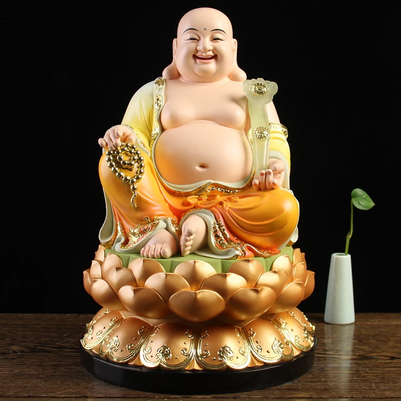 Indonesia Thailand gold Maitreya God of wealth CAI SHEN BUDDHA figure home Altar shop Worship efficacious Talisman Mascot statue