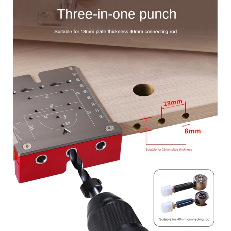 35Mm Hinge Punching Locator Hinge Boring Jig With Inch Metric Scale Multi-Function Woodworking Drilling Locator Easy Install