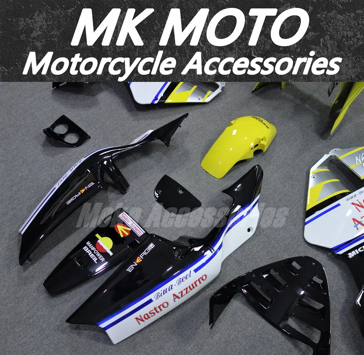 مجموعة انسيابية للدراجات النارية من Moke Moto مناسبة لـ NSR250 PGM3 P3 MC21 مجموعة هيكل السيارة عالية الجودة حقن ABS أبيض أصفر أسود
