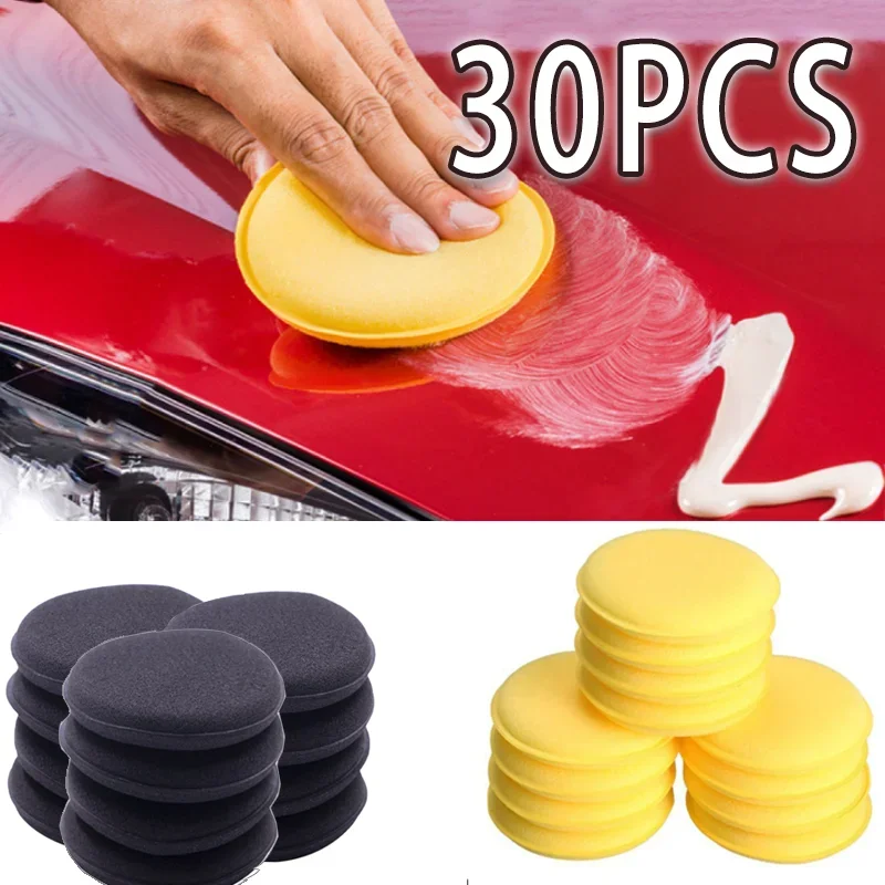 

30pcs Car Round Waxing & Polishing Sponges High Density Foam Applicator Pad Curing & Polishing Sponges Car Detailing Tools