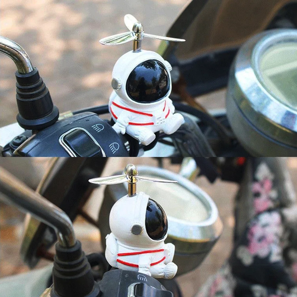 Criativo astronauta pato bicicleta decoração com hélice, MTB moto scooter, guidão decro acessórios brinquedos de resina para crianças