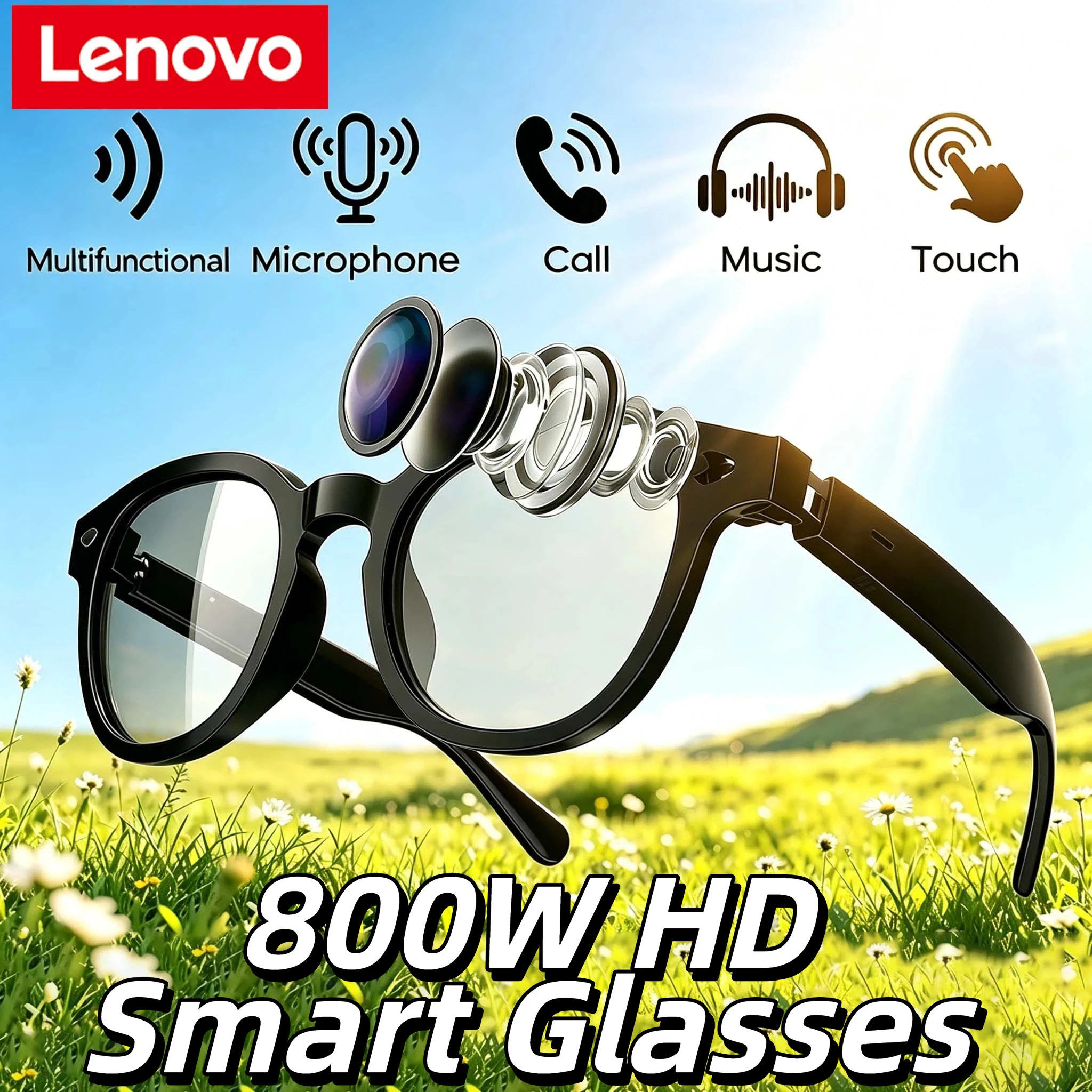 

Новые умные очки Lenovo с ИИ, HD-камерой 8 МП, записью видео 4K, синхронным переводом, записью разговоров, воспроизведением музыки