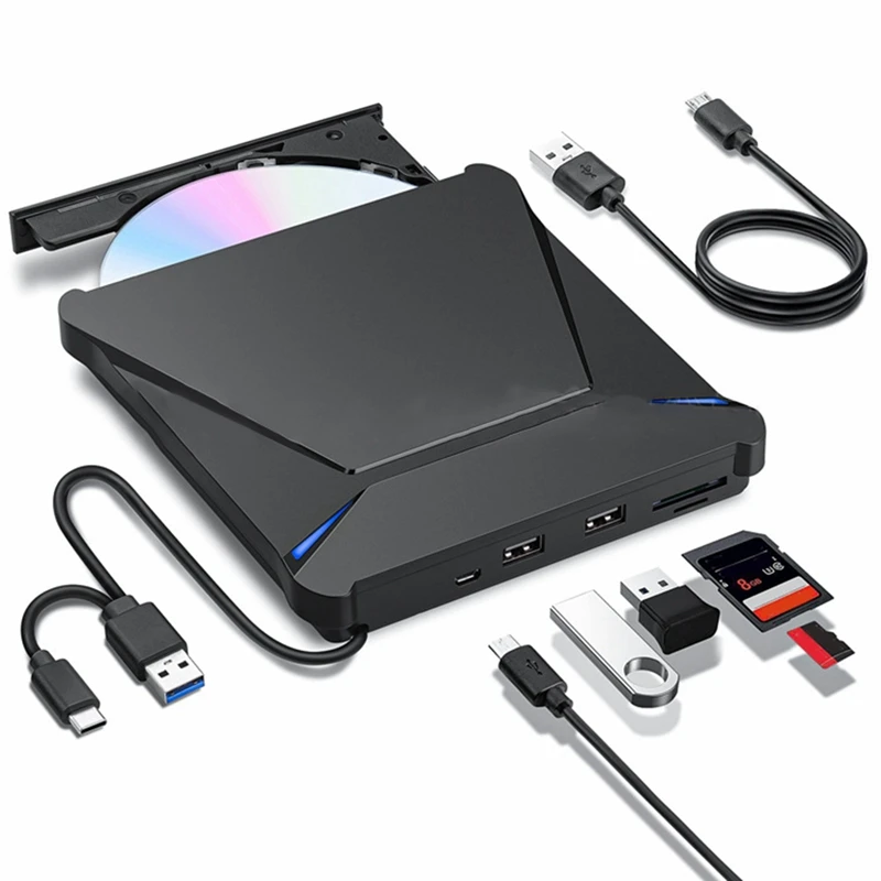 AU61-USB 3.0 Type-C External DVD Drive, Portable CD/DVD Burner For Laptop, Desktop, , PC