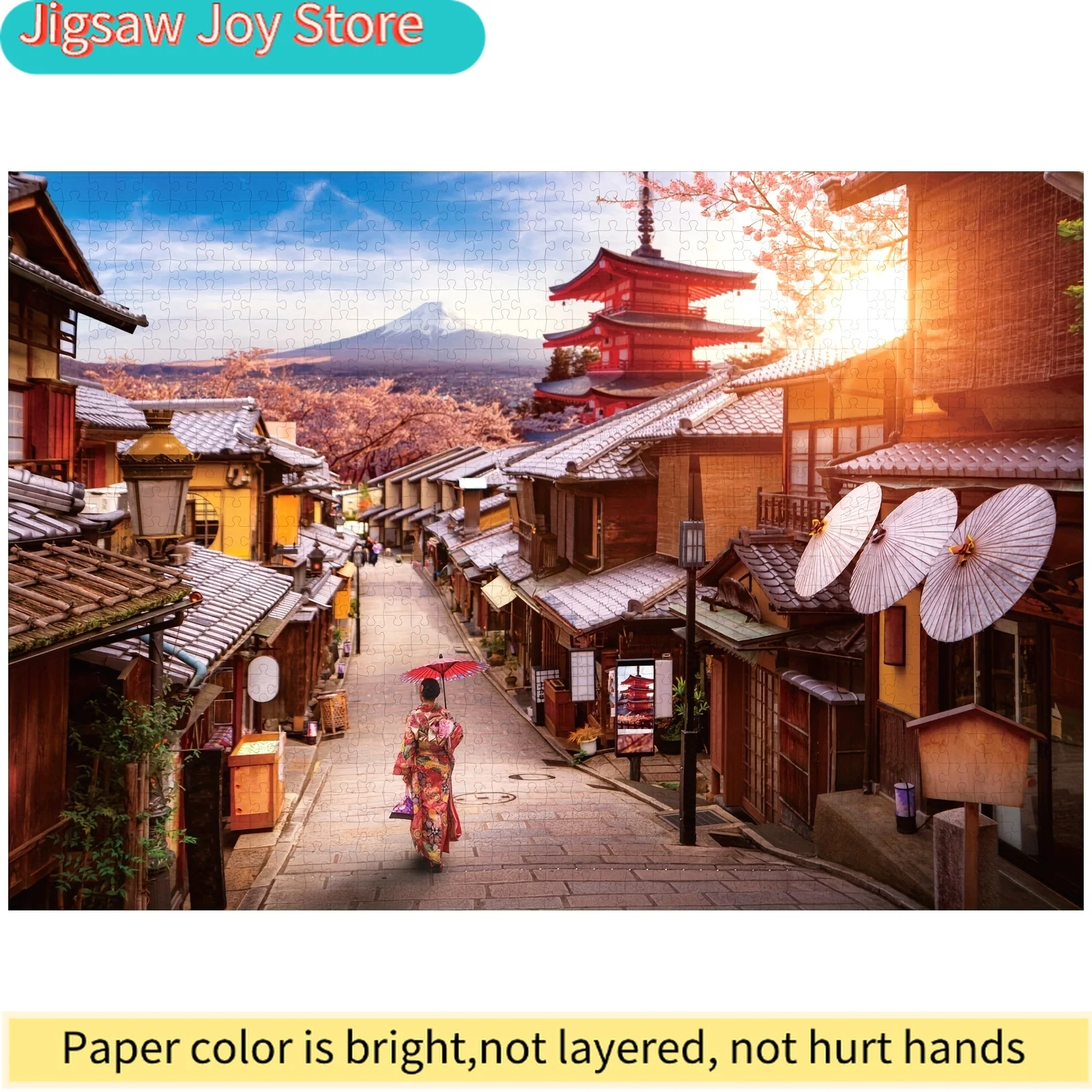 2000pcs Japanese Vintage Street Scene Puzzle | High-Quality Challenge, Portable Paper Material, Rectangular Design, Red and Wh