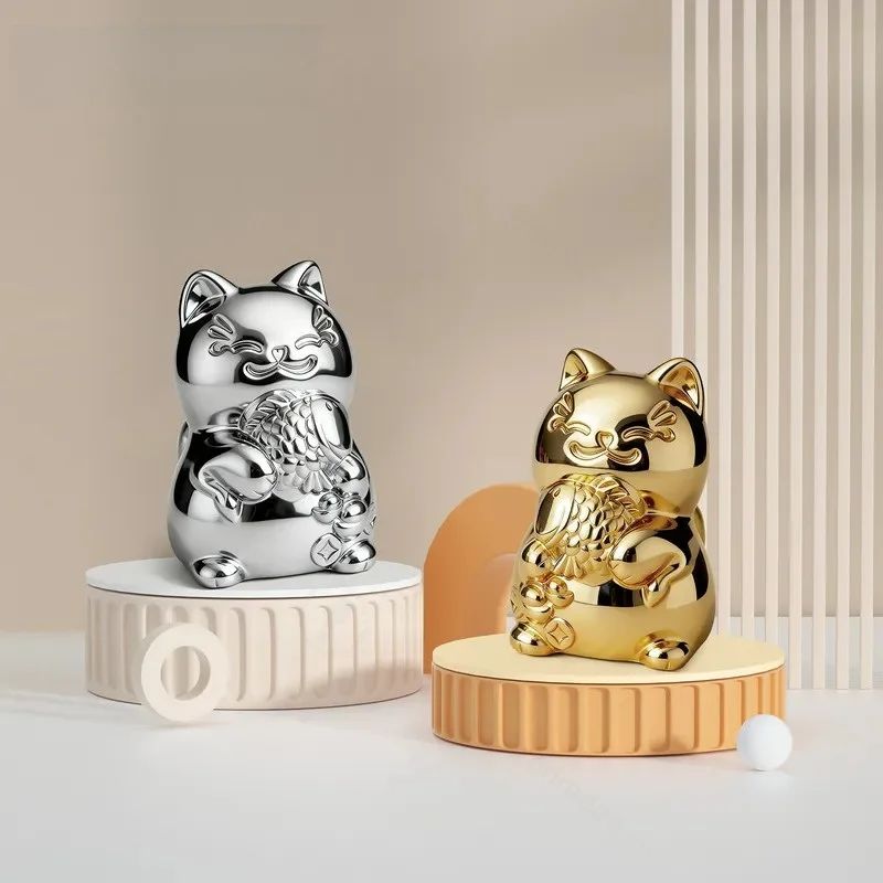 クリエイティブラッキーキャットキャビネットドアハンドルソリッドブラスワインキャビネットワードローブベッドサイド引き出し家具ノブハードウェア