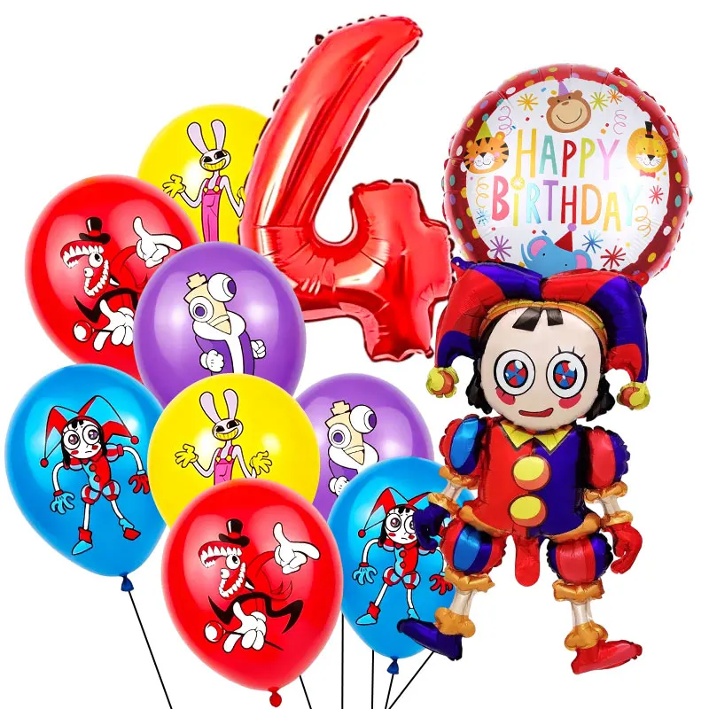 The Amazing Digital Circus Geburtstagsdekoration Tischgeschirr Becher Teller Servietten Ballon-Set Banner Hintergrund Geschenktüten Party-Zubehör – Detail 21