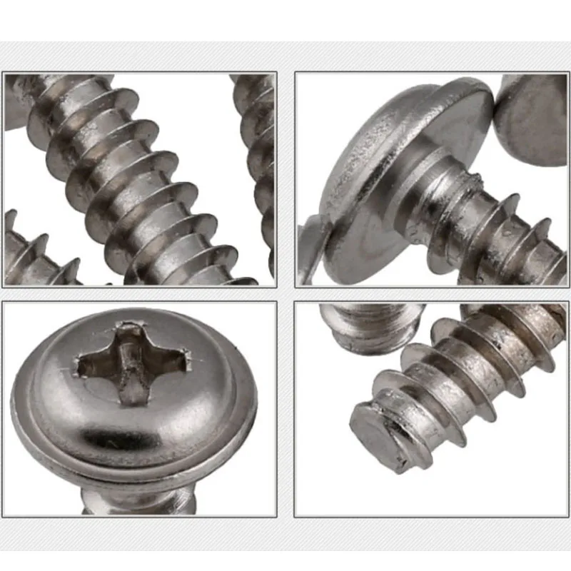 M1.7 ~ M4 304 Rvs Pwb Cross Pan Hoofd Met Wasmachine Platte Staart Zelftappende Schroeven Ronde Kop Phillips schroef