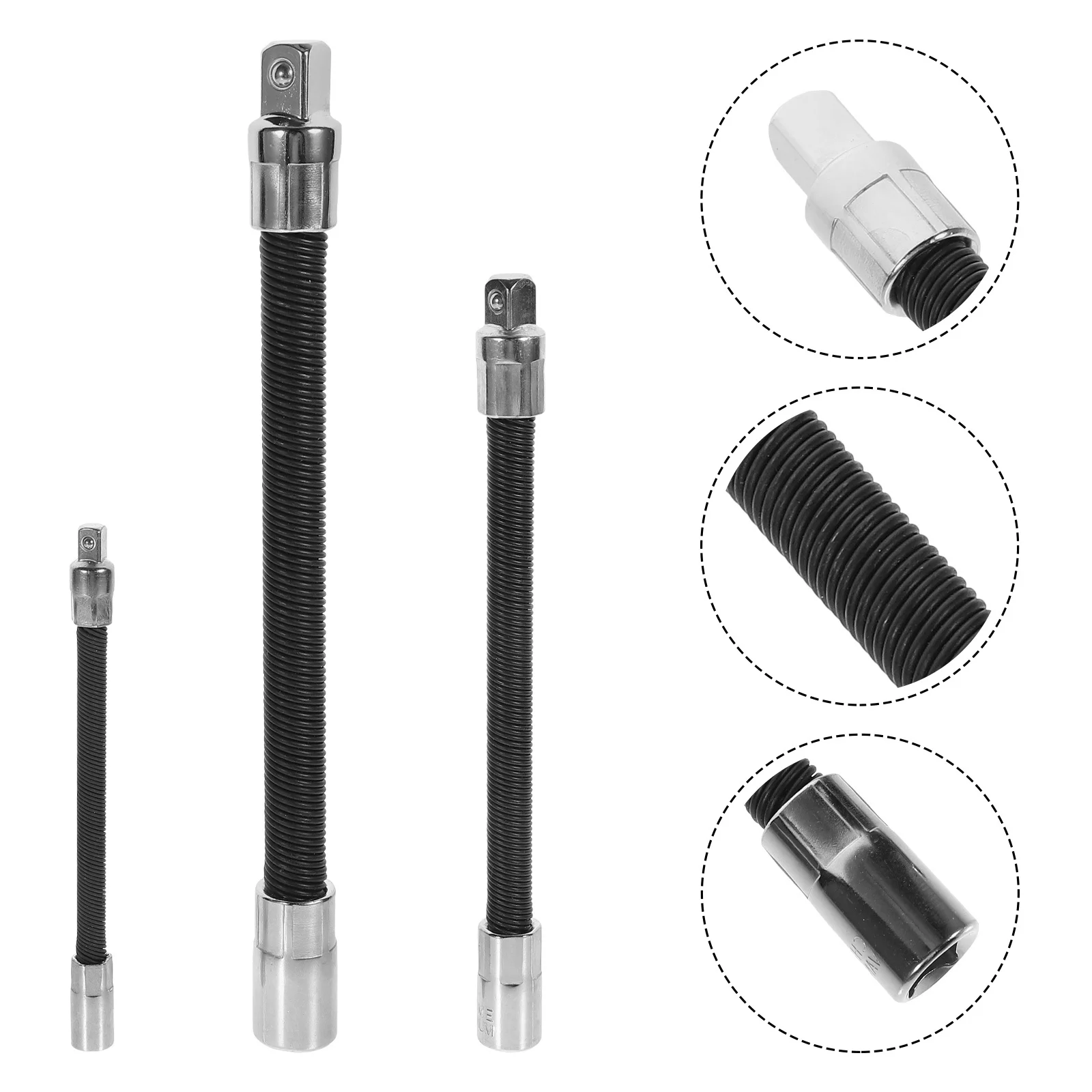 1 Set 1/4" 3/8" 1/2" Flexible Socket Extension Bars Bendable Shaft For Car Repair Wrench Extender Socket Extension Bar Set Hand