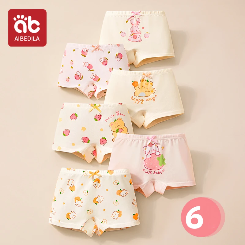 6 قطع سراويل الفتيات نمط شخصية جميلة الكرتون الفتيات الملاكم ملخصات لينة القطن ملابس داخلية للأطفال قابل للغسل الأطفال الملاكمين ﻿