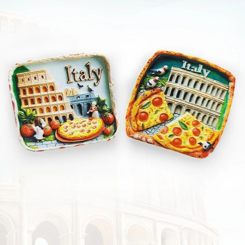 Italy Colosseum Pizza Refrigerator Sticker Travel Accompaniment Gift Souvenirs Premium Stereo Magnetic Sticker