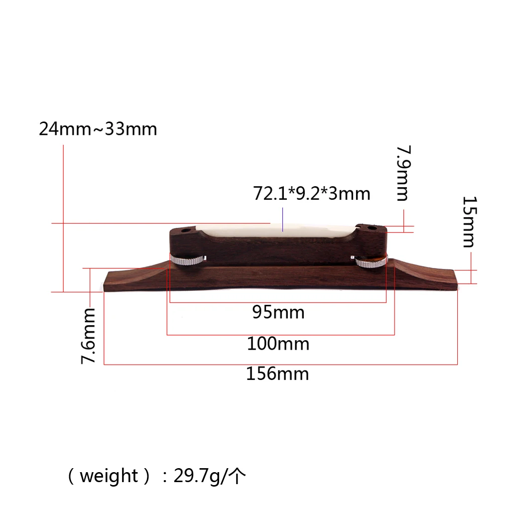 Archtop Guitar Rosewood Bridge with Bone Saddle Guitar Bridge Parts