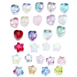 20-50pcs/bag Mixcolour Heart Pentagram Glass Bead Seed Beads Loose Beads Bracelet For DIY Jewelry Making Finding Accessories