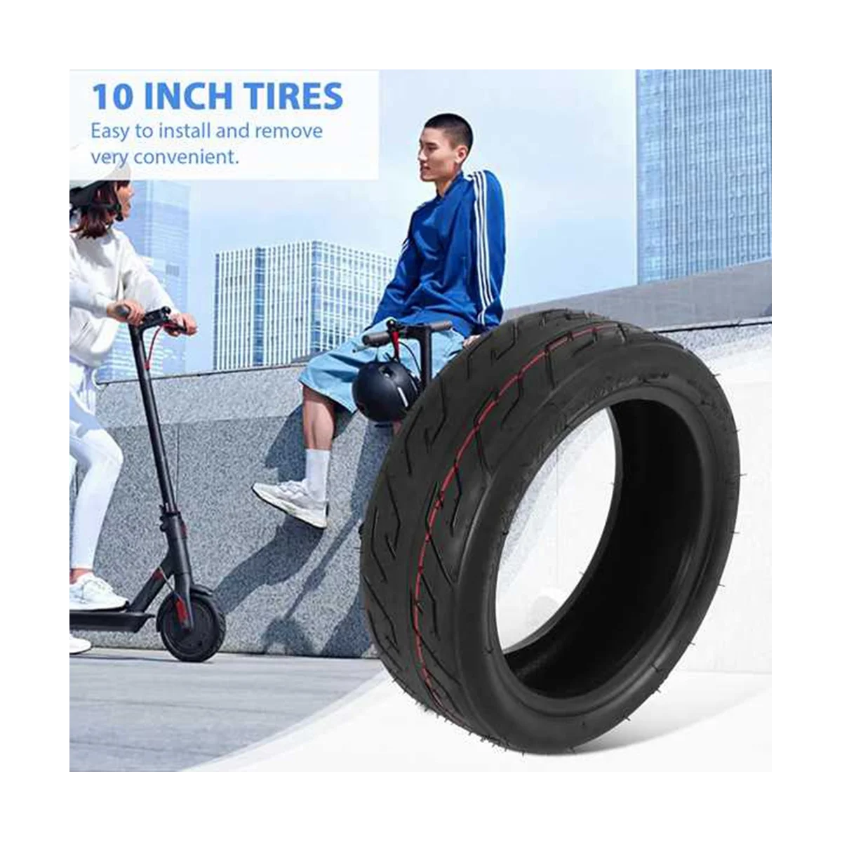 2 Pcs Tubeless Tire 10X2.70-6.5 Vacuum Tyres Fits Electric Scooter Balanced Scooter 10 Inch Vacuum