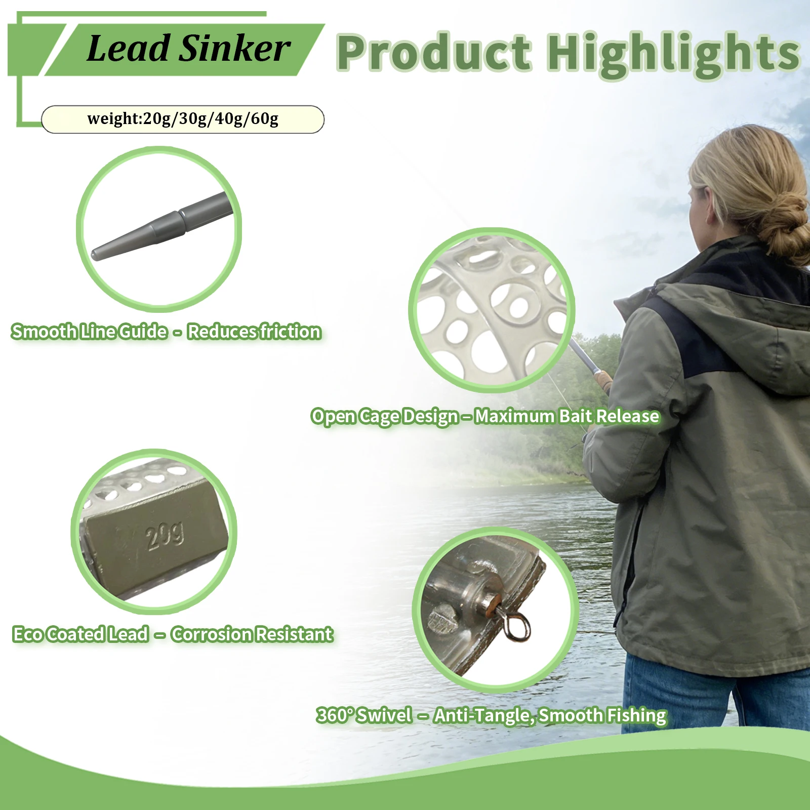 3-teiliges Inline-Method-Feeder-Set 20g/30g/40g/60g Karpfenangelköderkäfig mit Schnellverschluss-Spitze, Langlebig für Süß- und Salzwasser – Detail 3